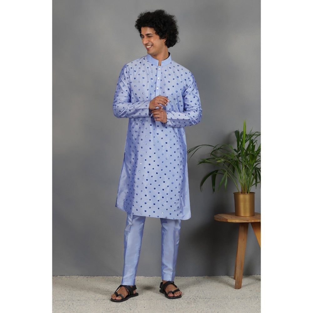 Eleven Brothers Halka Neela Silk & Foil Mirror Kurta Set (Set of 2)