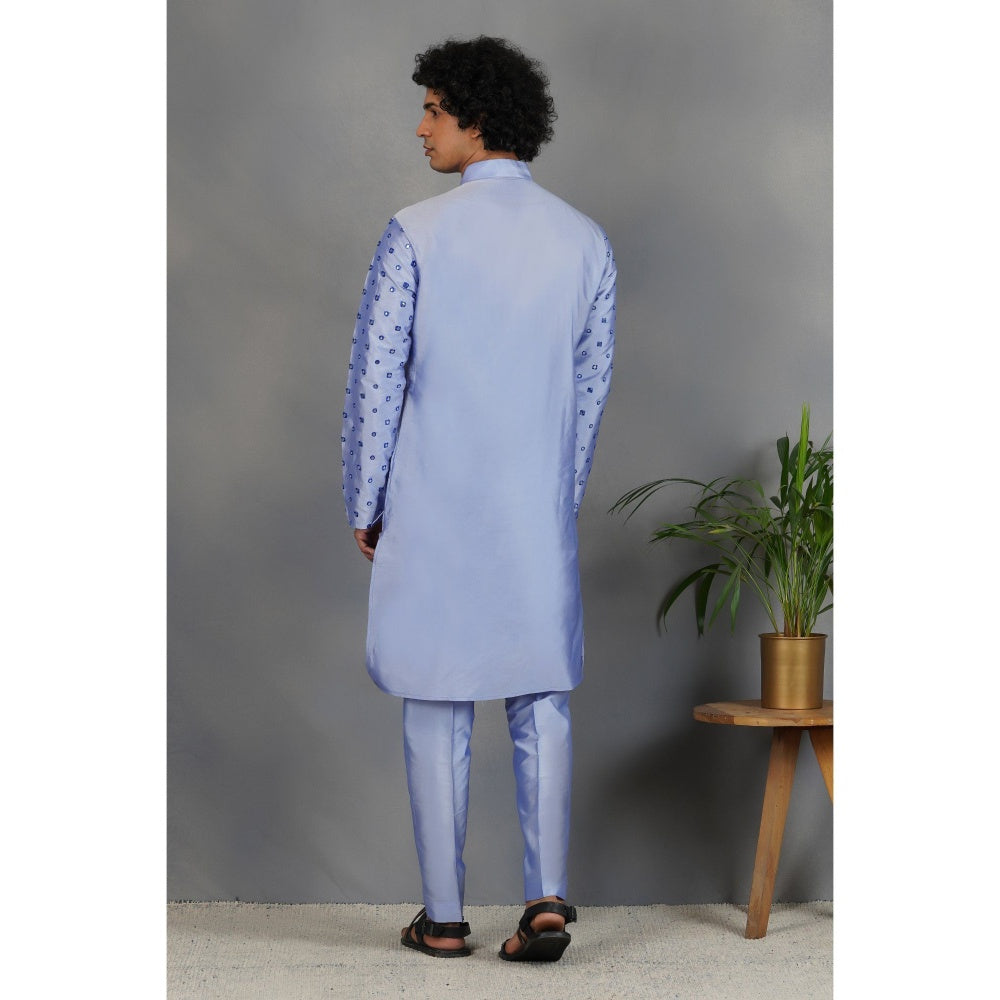 Eleven Brothers Halka Neela Silk & Foil Mirror Kurta Set (Set of 2)