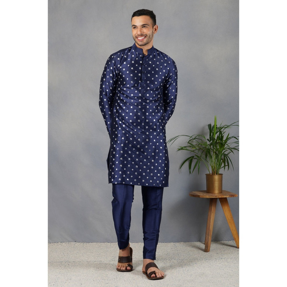 Eleven Brothers Neela Silk & Foil Mirror Kurta Set (Set of 2)