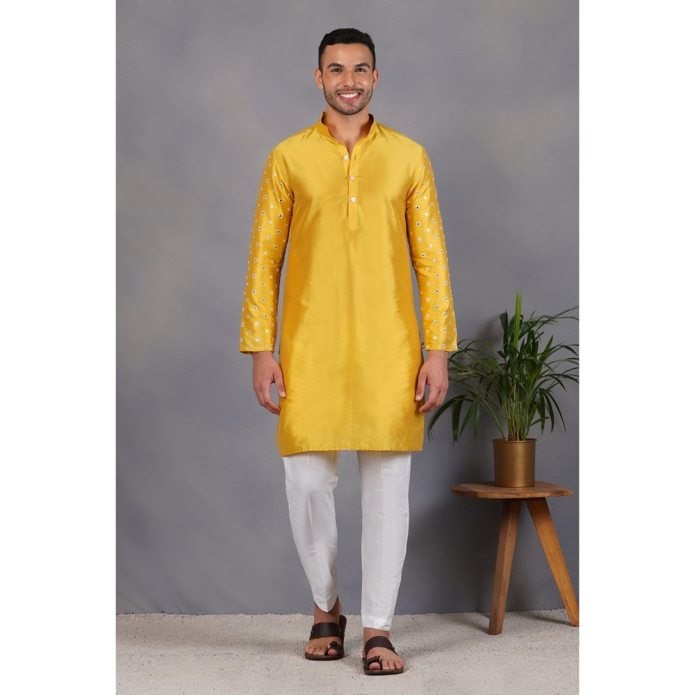 Eleven Brothers Peela Aasteen Silk & Foil Mirror Kurta Set (Set of 2)