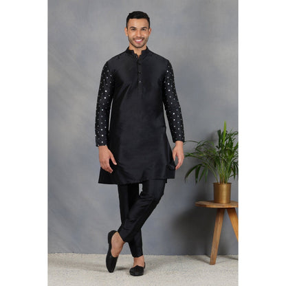 Eleven Brothers Siyah Aasteen Silk & Foil Mirror Kurta Set (Set of 2)