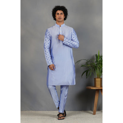 Eleven Brothers Halks Neela Aasteen Silk & Foil Mirror Kurta Set (Set of 2)