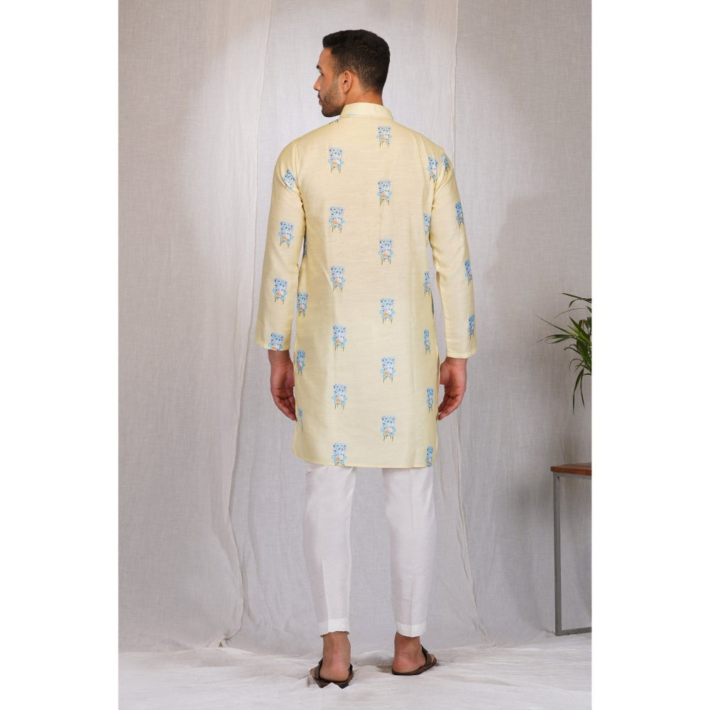 Eleven Brothers Reading Chair Mulberry Silk Kurta Set (Set of 2)