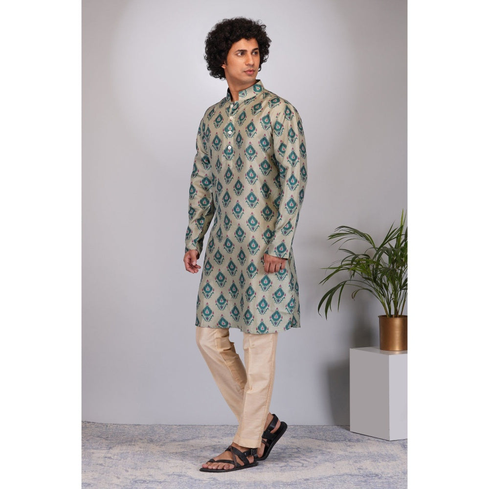 Eleven Brothers Leafy Emerald Kurta Set (Set of 2)