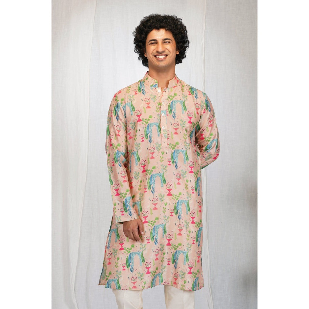 Eleven Brothers Pink Garden Printed Kurta Set (Set of 2)