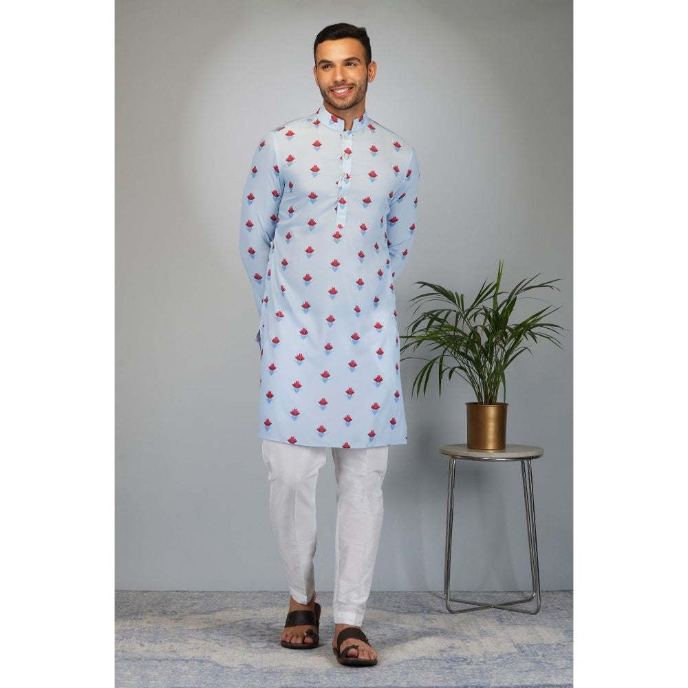 Eleven Brothers Blue Bloom Printed Kurta Set (Set of 2)