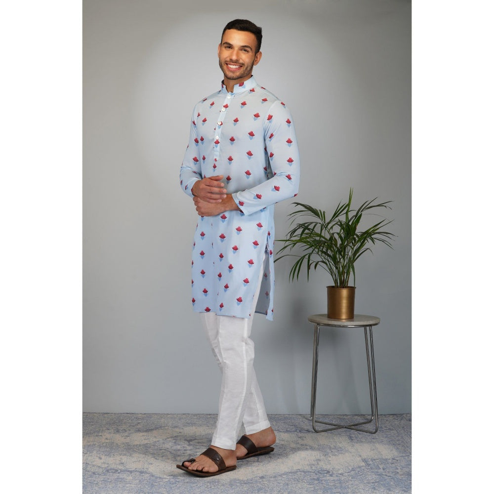 Eleven Brothers Blue Bloom Printed Kurta Set (Set of 2)