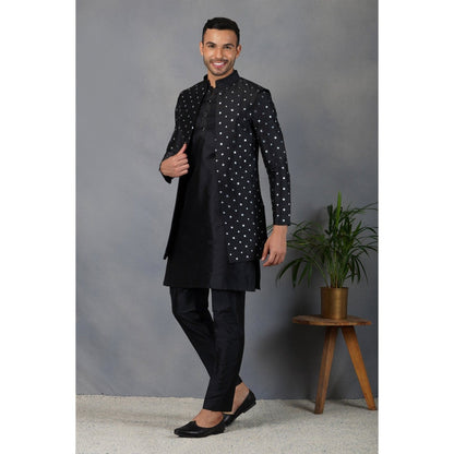 Eleven Brothers Uns Silk & Foil Mirror Nehru Jacket Set (Set of 3)