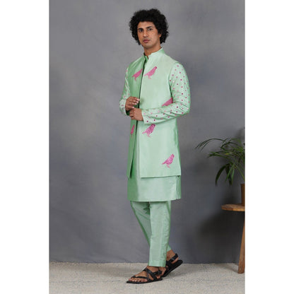 Eleven Brothers Tabir Silk & Foil Mirror Nehru Jacket Set (Set of 3)