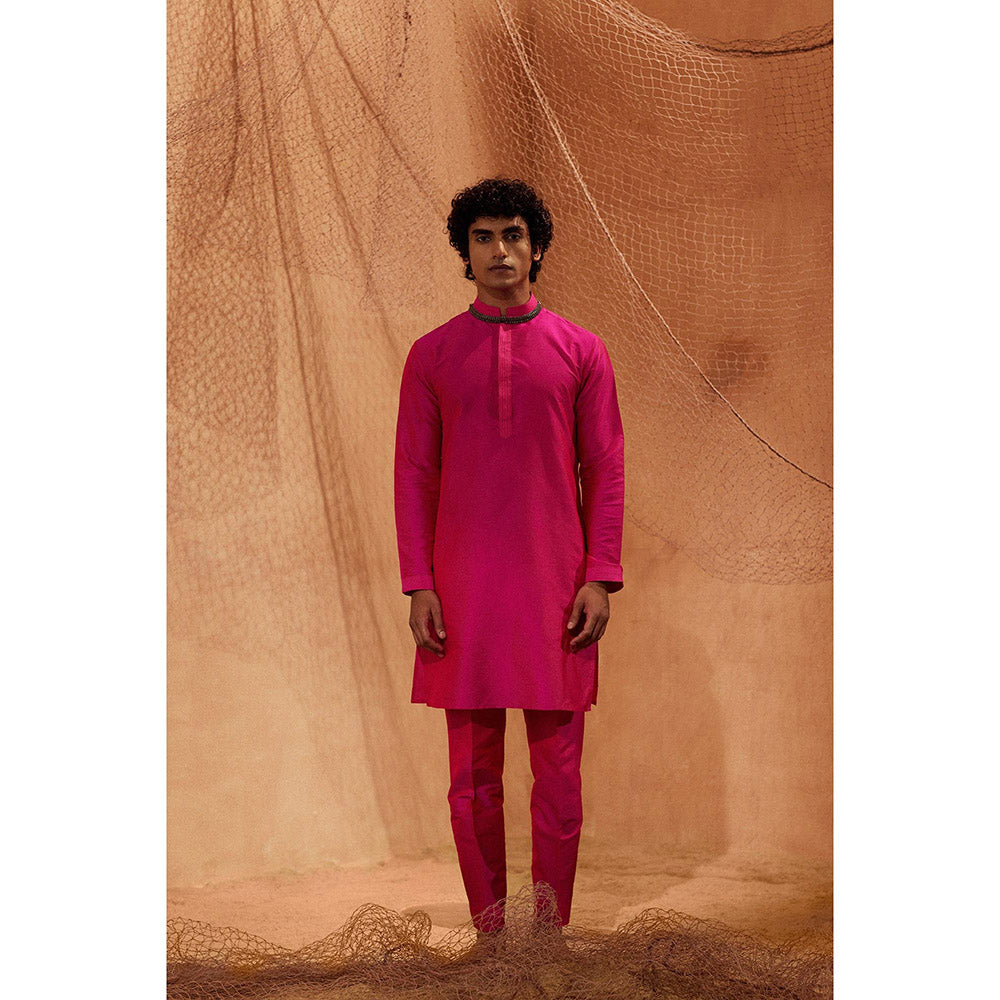 Eleven Brothers Dark Pink Tagai Silk Kurta with Trouser