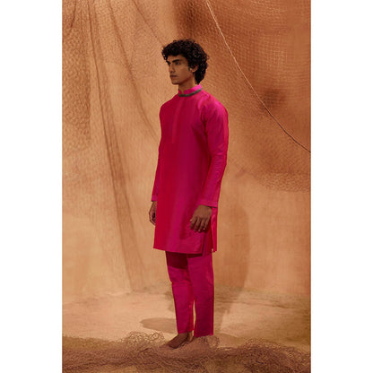 Eleven Brothers Dark Pink Tagai Silk Kurta with Trouser