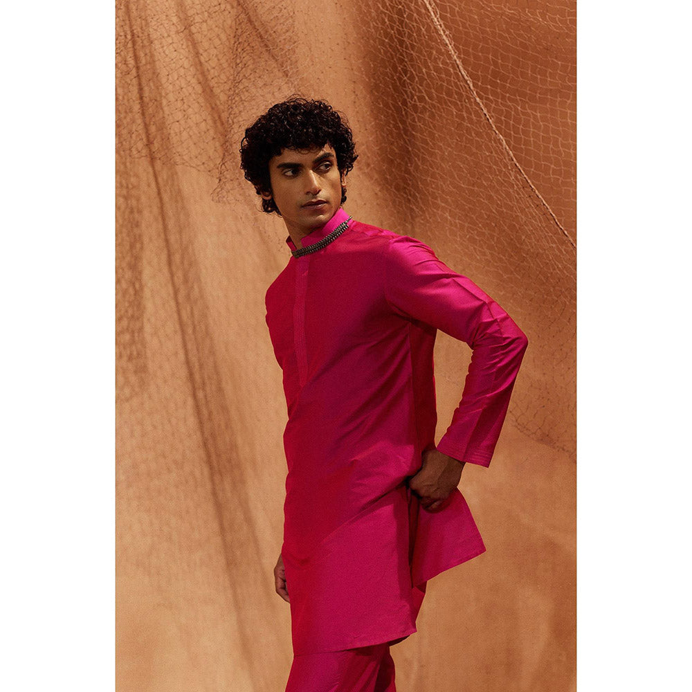 Eleven Brothers Dark Pink Tagai Silk Kurta with Trouser