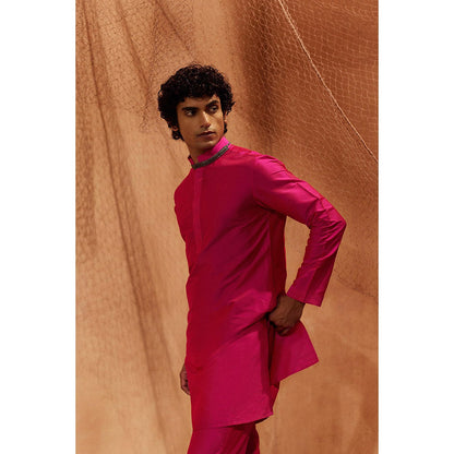 Eleven Brothers Dark Pink Tagai Silk Kurta with Trouser