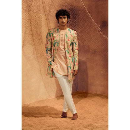 Eleven Brothers Pink Garden Indo-Western Kurta with Jacket & Pant