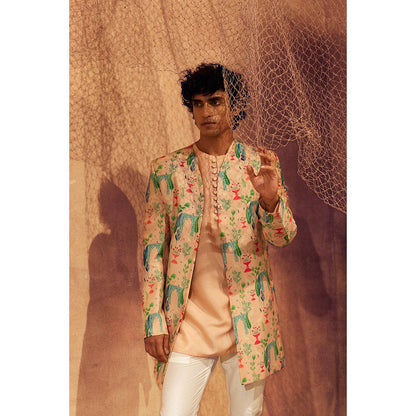 Eleven Brothers Pink Garden Indo-Western Kurta with Jacket & Pant