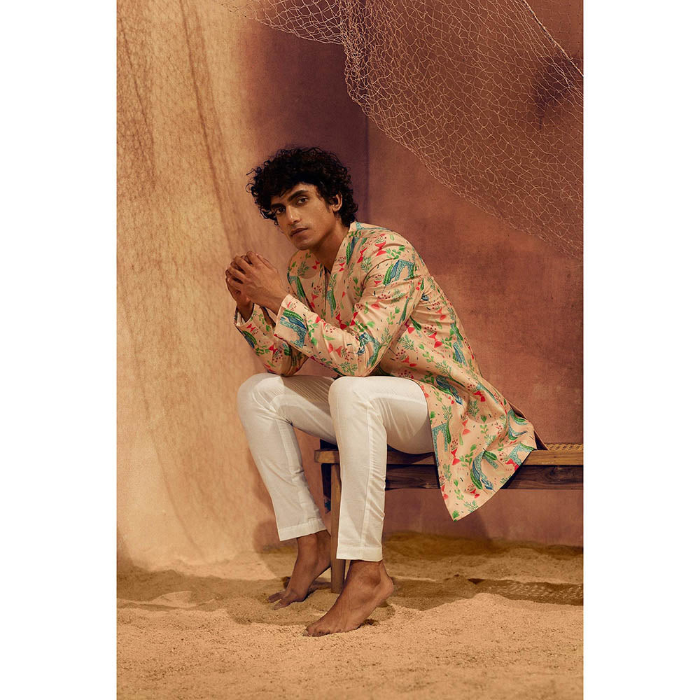Eleven Brothers Pink Garden Indo-Western Kurta with Jacket & Pant