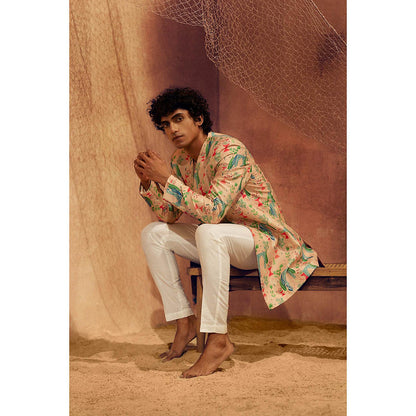 Eleven Brothers Pink Garden Indo-Western Kurta with Jacket & Pant