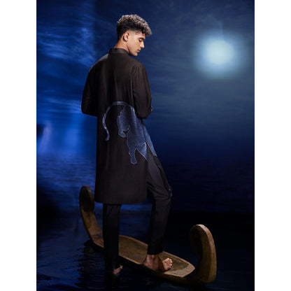 Eleven Brothers Raat Sequins Hand Embroidery Chanderi Kurta with Trouser