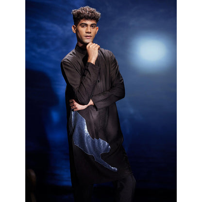 Eleven Brothers Raat Sequins Hand Embroidery Chanderi Kurta with Trouser