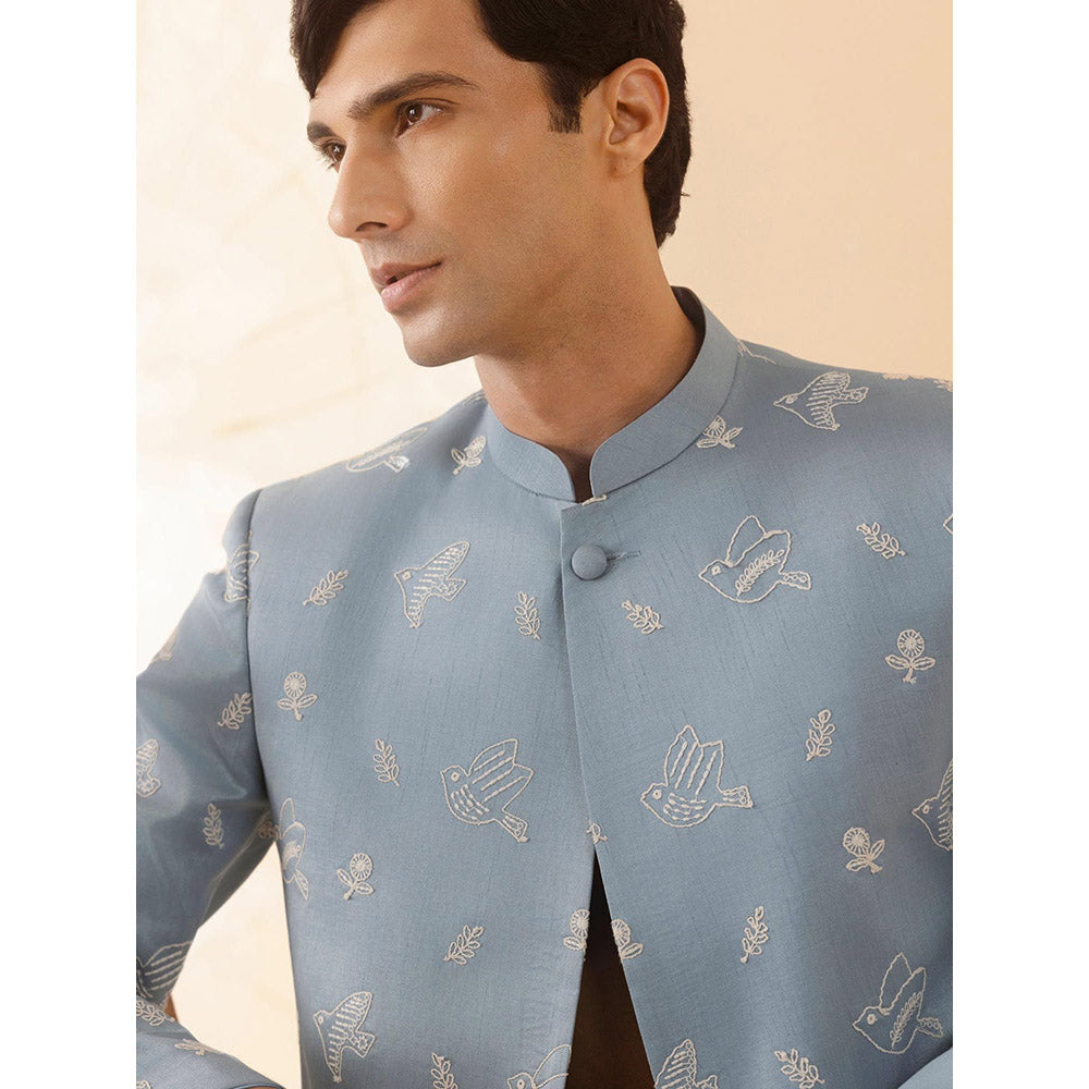 Eleven Brothers Parinda Silk Embroidery Indo Western Jacket Kurta with Trouser