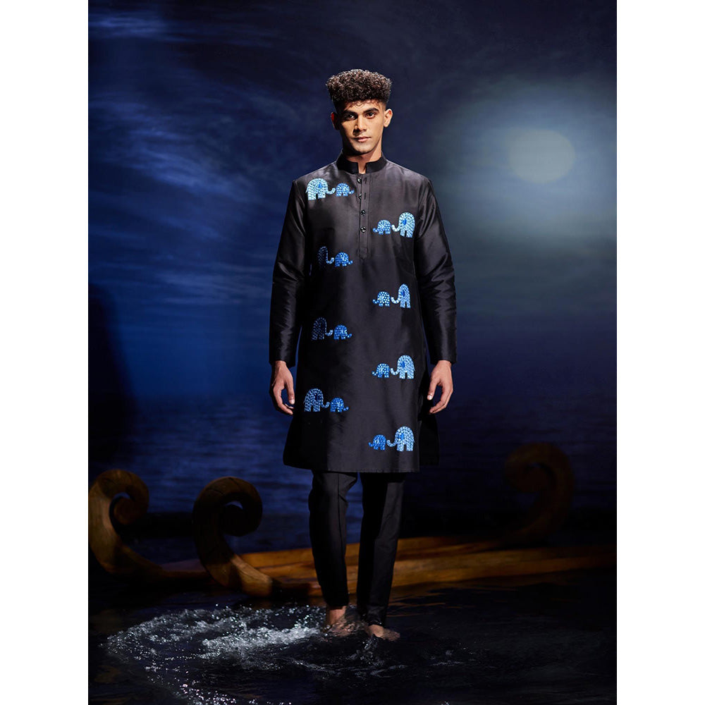 Eleven Brothers Gaja Mirror Hand Embroidery Silk Kurta with Trouser