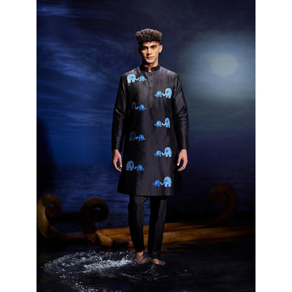 Eleven Brothers Gaja Mirror Hand Embroidery Silk Kurta with Trouser