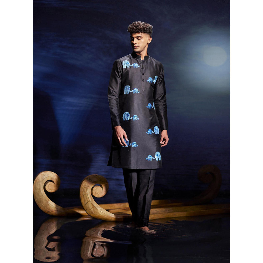Eleven Brothers Gaja Mirror Hand Embroidery Silk Kurta with Trouser