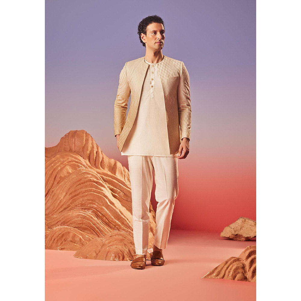 Eleven Brothers Elaan Silk Embroidery Indo Western Kurta with Jacket & Trouser