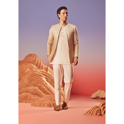 Eleven Brothers Elaan Silk Embroidery Indo Western Kurta with Jacket & Trouser