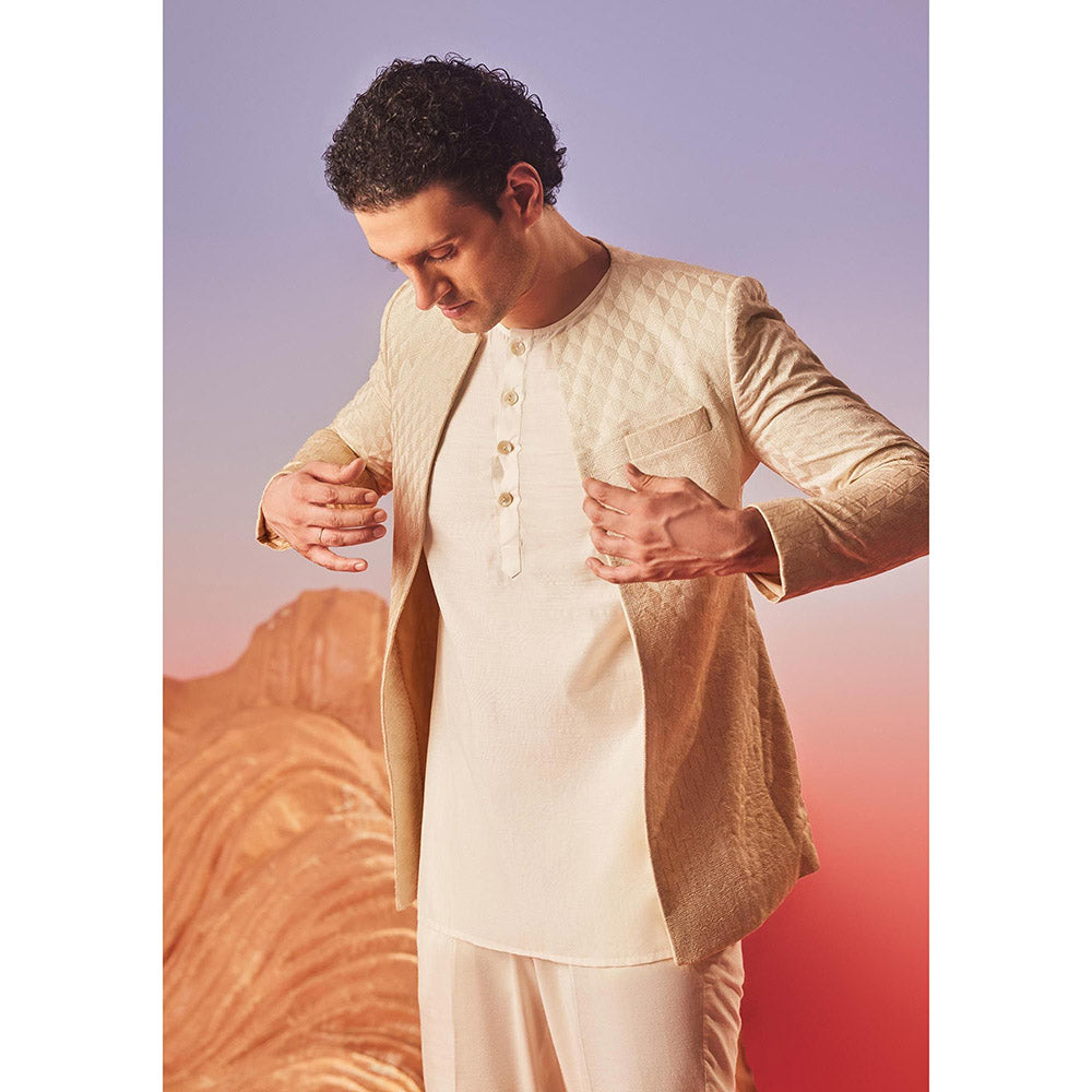Eleven Brothers Elaan Silk Embroidery Indo Western Kurta with Jacket & Trouser