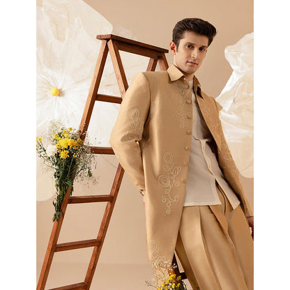 Eleven Brothers Gulkaar Silk Embroidery Indo Western Shirt with Jacket & Trouser