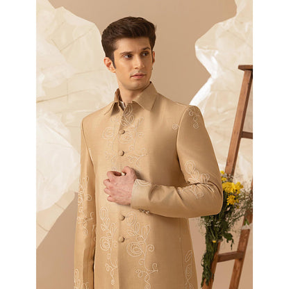 Eleven Brothers Gulkaar Silk Embroidery Indo Western Shirt with Jacket & Trouser