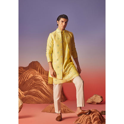 Eleven Brothers Inara Silk Embroidery Kurta with Nehru Jacket & Trouser