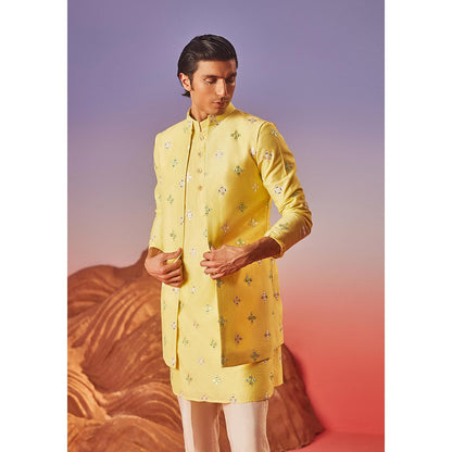 Eleven Brothers Inara Silk Embroidery Kurta with Nehru Jacket & Trouser