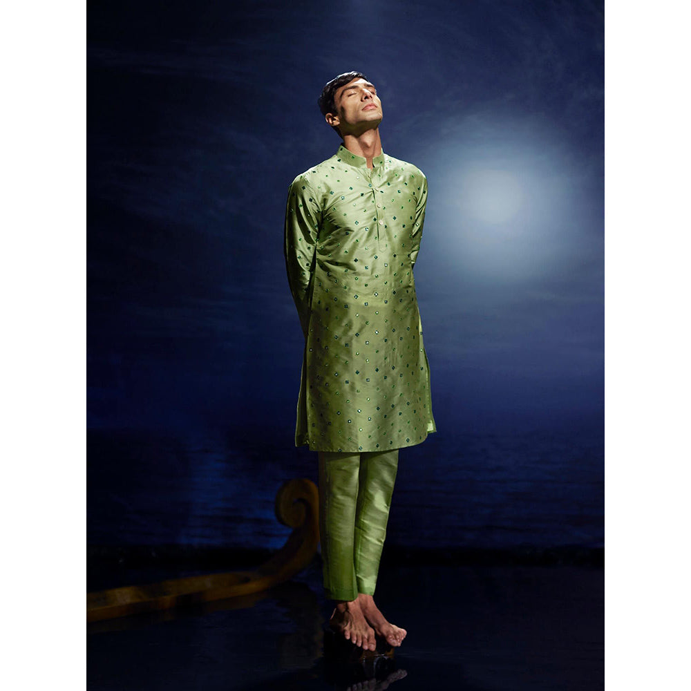 Eleven Brothers Gehriyan Mirror Silk Kurta with Trouser