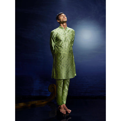 Eleven Brothers Gehriyan Mirror Silk Kurta with Trouser
