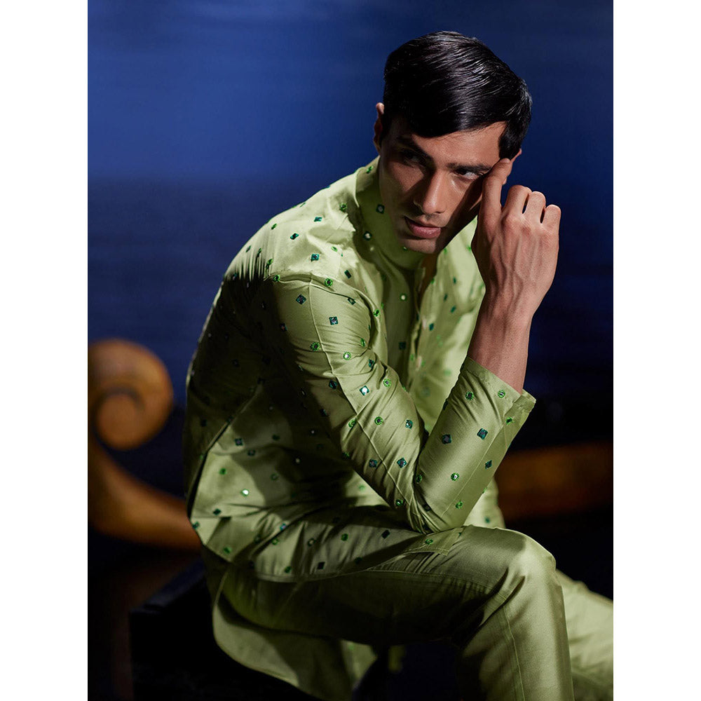 Eleven Brothers Gehriyan Mirror Silk Kurta with Trouser