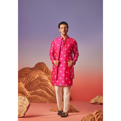 Eleven Brothers Gul Silk Embroidery Kurta with Nehru Jacket & Trouser