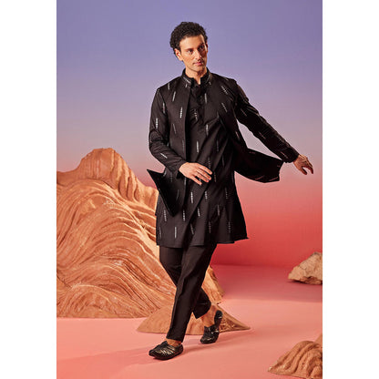 Eleven Brothers Noor Silk Embroidery Kurta with Nehru Jacket & Trouser