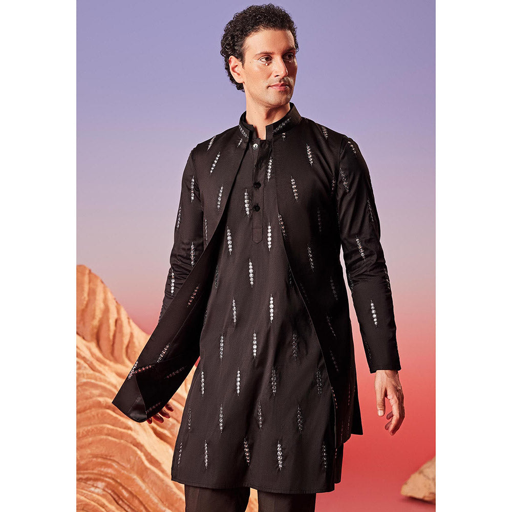 Eleven Brothers Noor Silk Embroidery Kurta with Nehru Jacket & Trouser