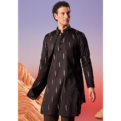 Eleven Brothers Noor Silk Embroidery Kurta with Nehru Jacket & Trouser