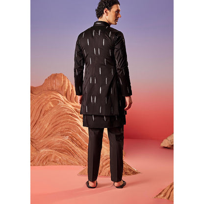 Eleven Brothers Noor Silk Embroidery Kurta with Nehru Jacket & Trouser