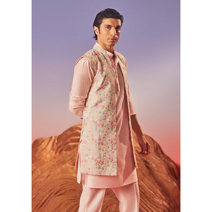 Eleven Brothers Seher Silk Embroidery Kurta with Nehru Jacket & Trouser