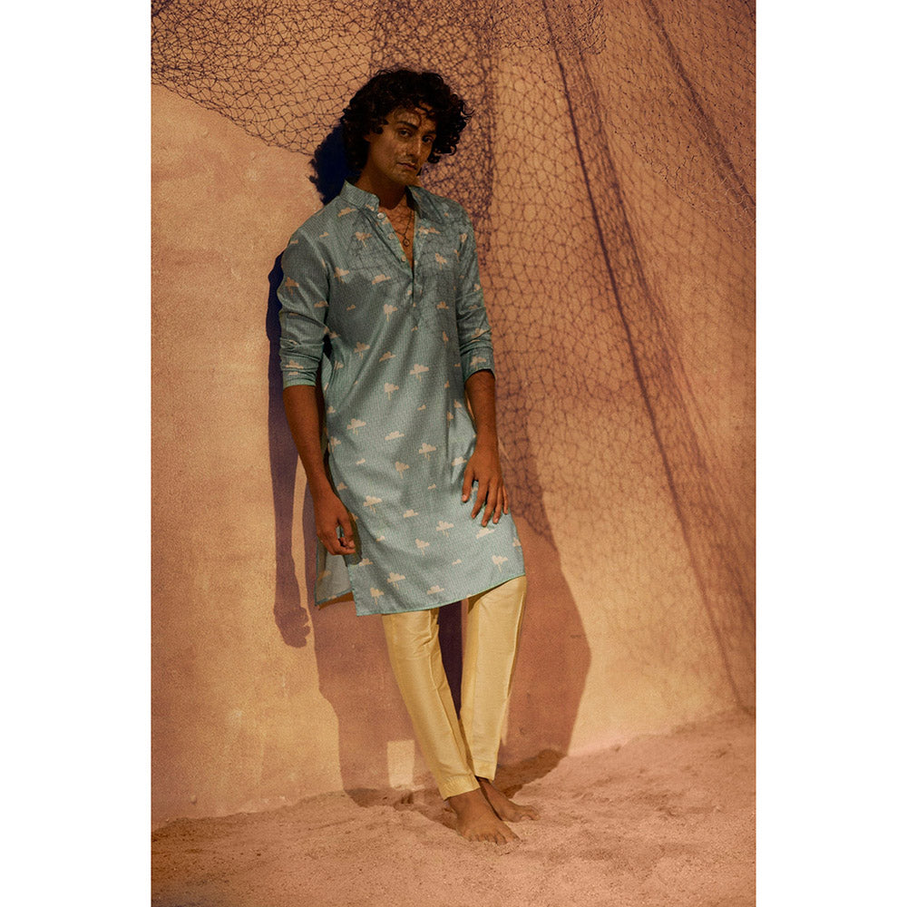 Eleven Brothers Men's Blue In The Clouds Silk Kurta