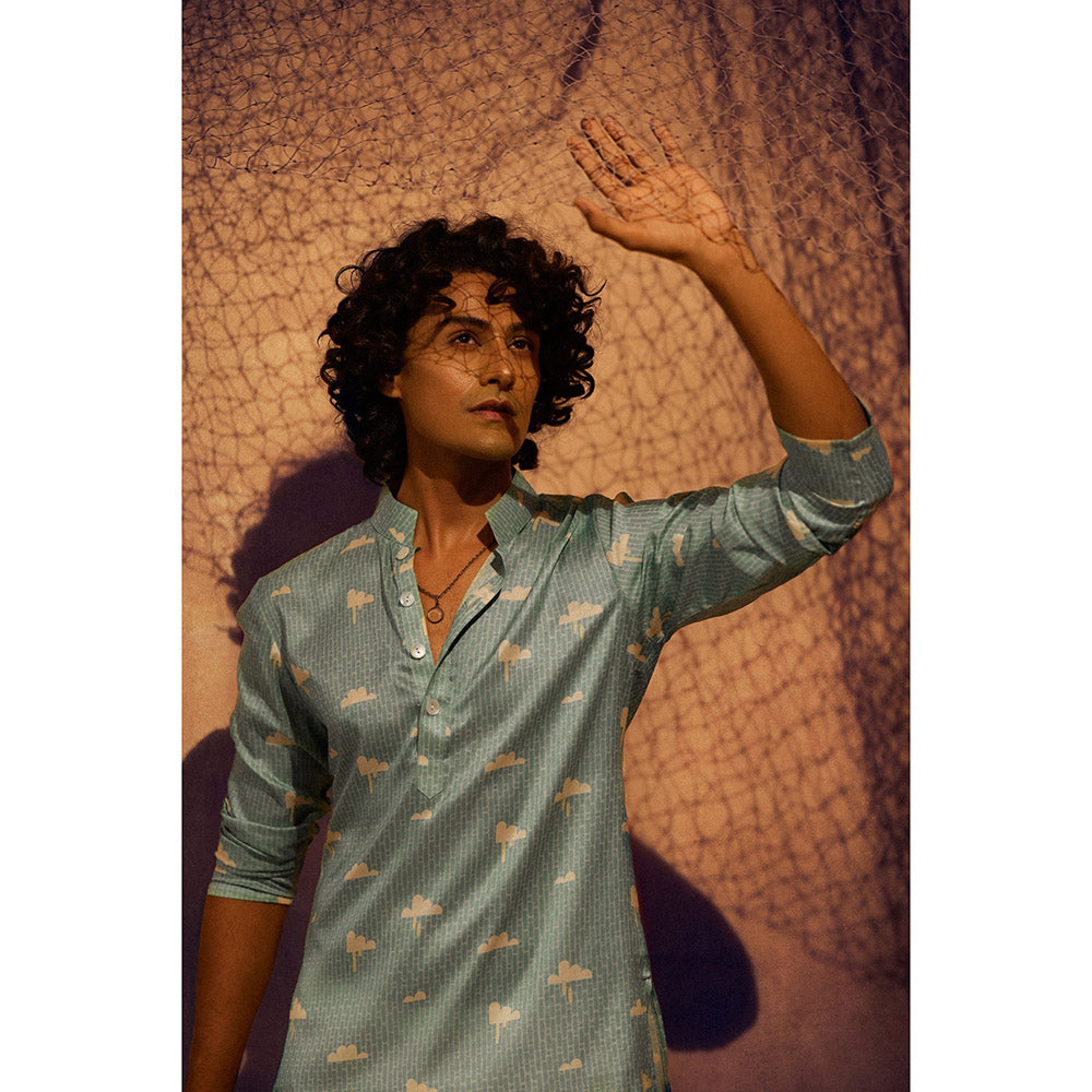 Eleven Brothers Men's Blue In The Clouds Silk Kurta