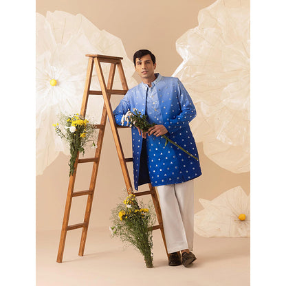 Eleven Brothers Falak Silk Embroidered Kurta with Nehru Jacket & Pant