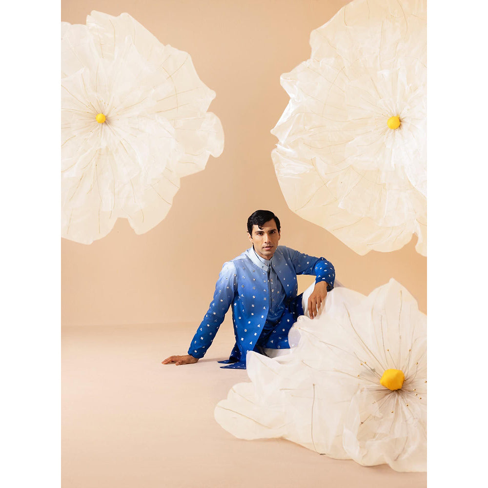 Eleven Brothers Falak Silk Embroidered Kurta with Nehru Jacket & Pant