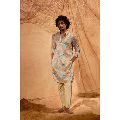 Eleven Brothers Peach Water Land Silk Kurta