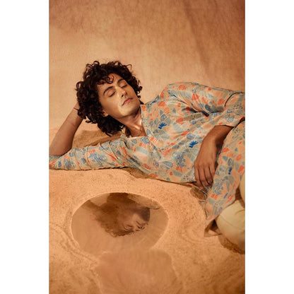 Eleven Brothers Peach Water Land Silk Kurta