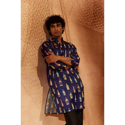 Eleven Brothers Blue Cocktail Party Silk Kurta